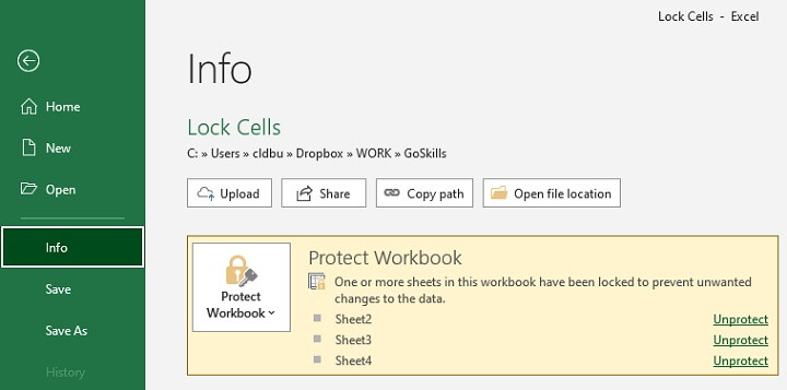 Unlock a worksheet or cells