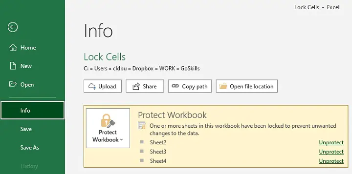 Unlock a worksheet or cells