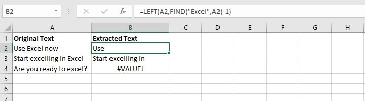 Excel left function