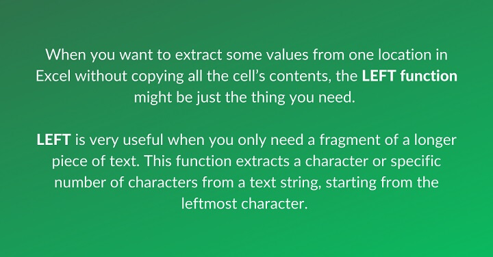 Excel left function