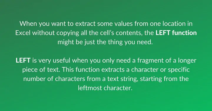 Excel left function