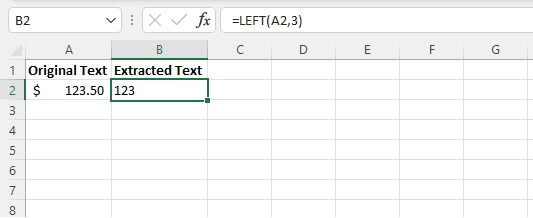 Excel left function