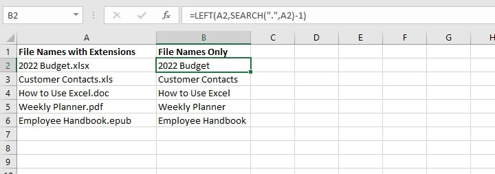 Excel left function