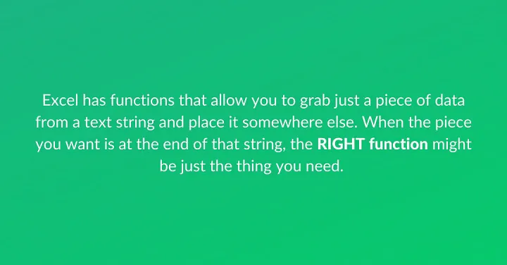 Excel right function