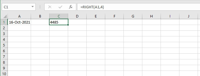 Excel right function