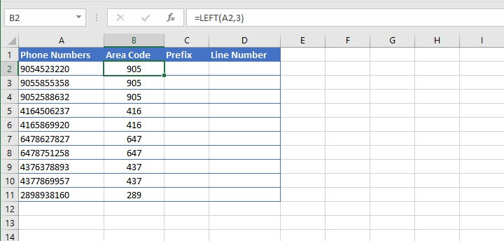 Excel right function