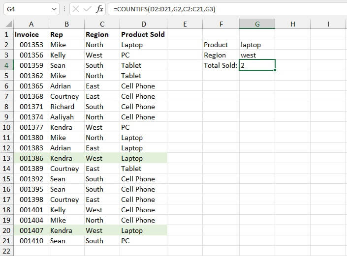 COUNTIFS - cell references