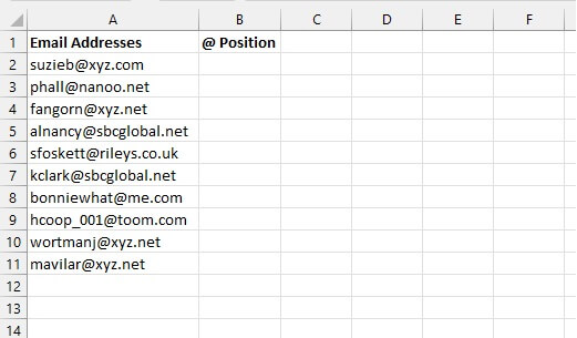 Excel SEARCH function