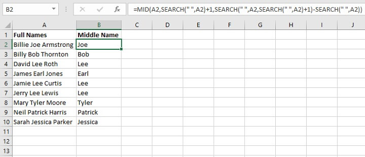 Excel SEARCH function