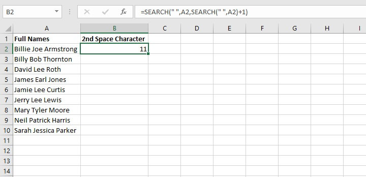 Excel SEARCH function