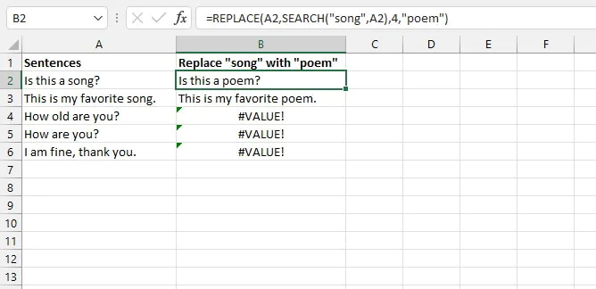 Excel SEARCH function - REPLACE