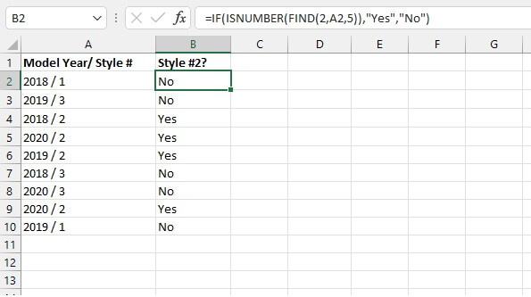Excel find function - IF function
