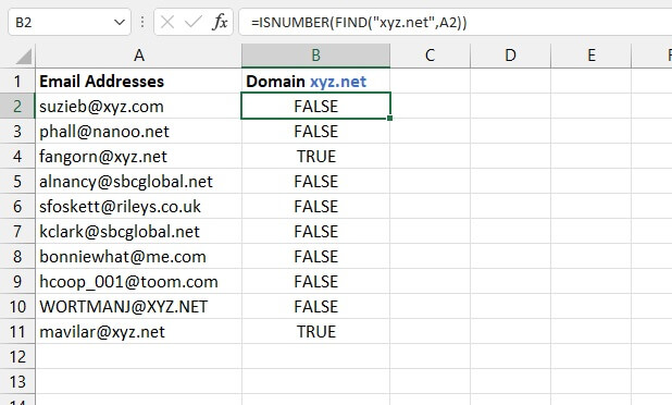 Excel find function - isnumber