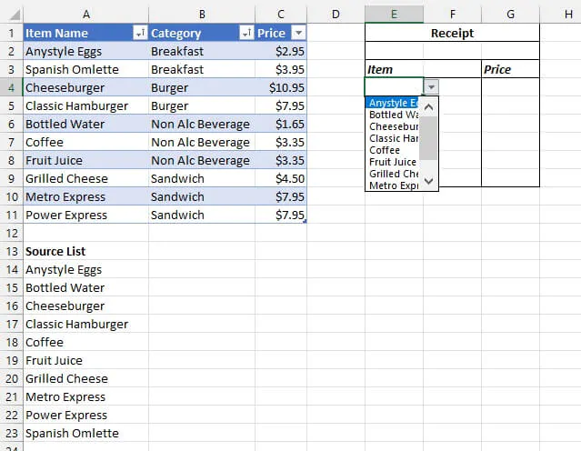 Mảng động trong Excel