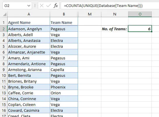 Mảng động Excel - COUNTA và UNIQUE
