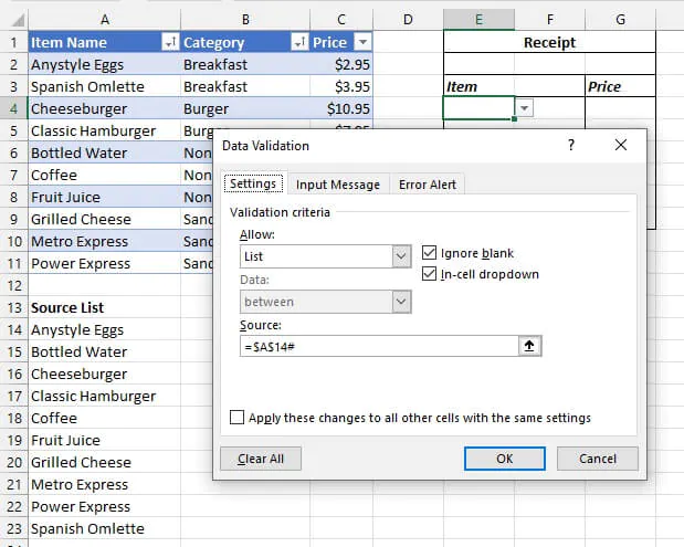 Mảng động trong Excel