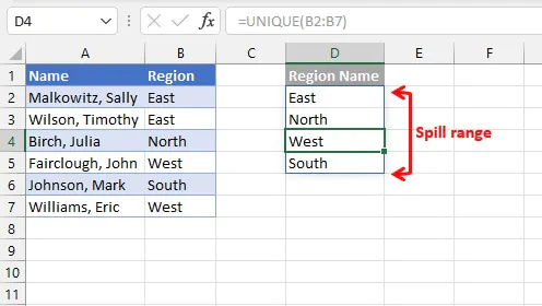 Mảng động trong Excel - hành vi tràn