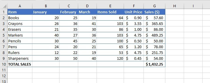 Excel charts - line graph