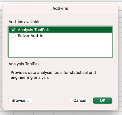 Excel add ins