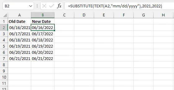 Using SUBSTITUTE function with dates
