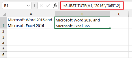 Example of SUBSTITUTE formula