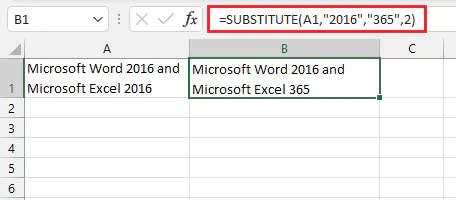 Example of SUBSTITUTE formula