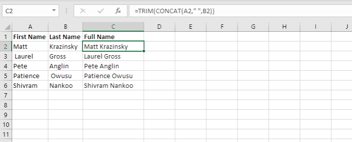 CONCAT-values-TRIM