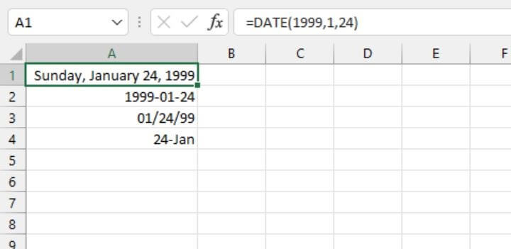 Excel date functions - DATE