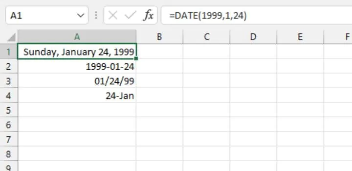 Excel date functions - DATE