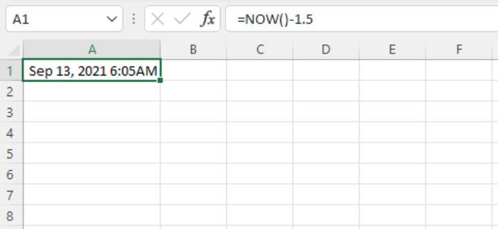 Excel date functions - NOW