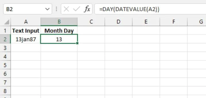 Excel date functions - DAY