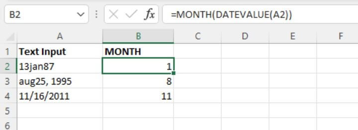 Excel date functions - MONTH