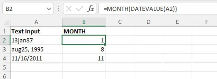 Excel date functions - MONTH