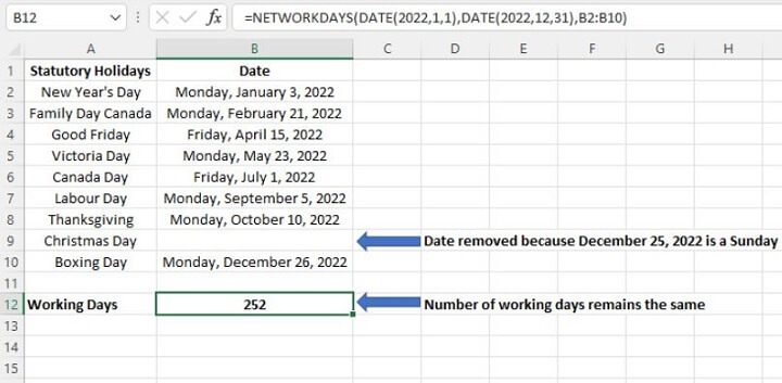 Excel date functions - NETWORKDAYS