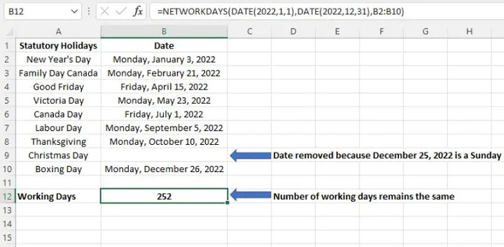 Excel date functions - NETWORKDAYS