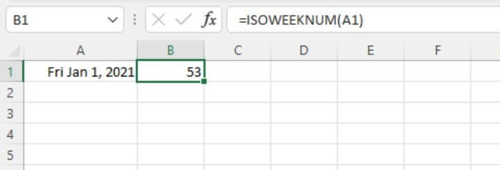 Excel date functions - ISOWEEKNUM