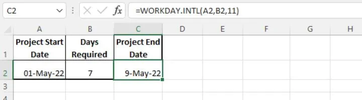 Excel date functions - WORKDAY
