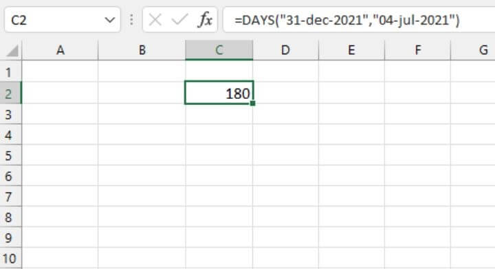 Excel date functions - DAYS