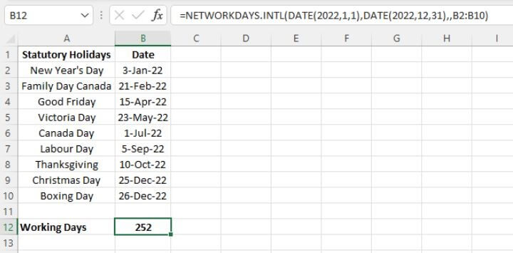 Excel date functions - NETWORKDAYS.INTL
