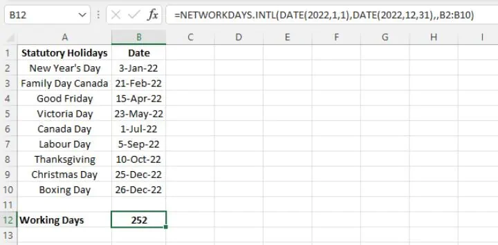 Excel date functions - NETWORKDAYS.INTL