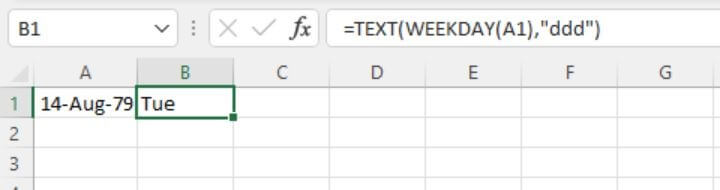 Excel date functions - WEEKDAY