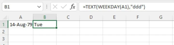 Excel date functions - WEEKDAY