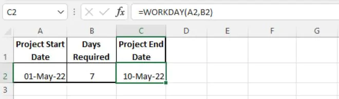 Excel date functions - WORKDAY