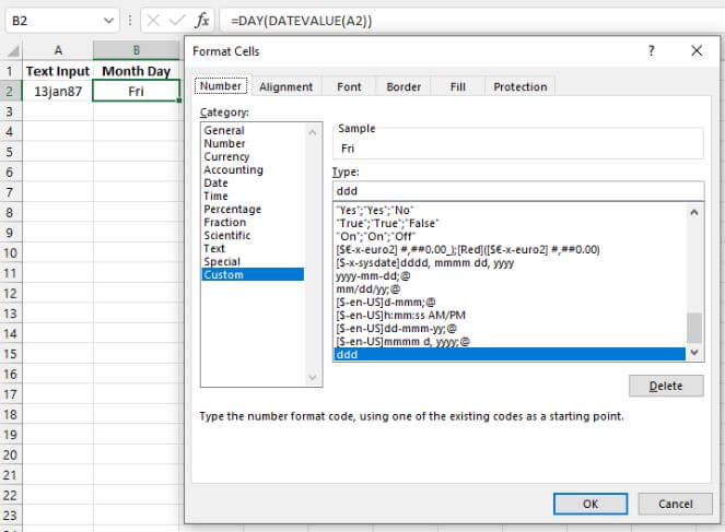 Excel date functions - DAY