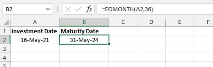 Excel date functions - EOMONTH