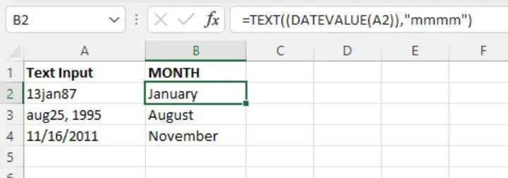 Excel date functions - MONTH