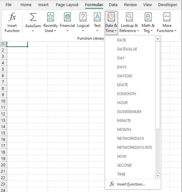 Excel date functions