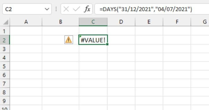 Excel date functions - DAYS