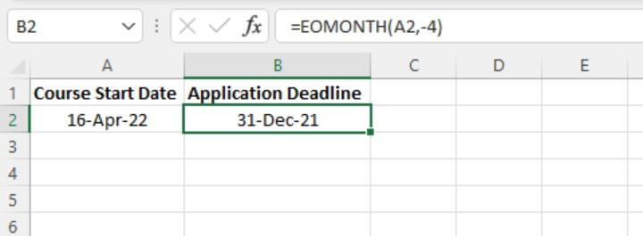 Excel date functions - EOMONTH