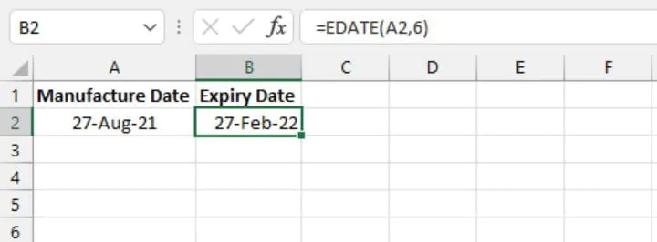 Excel date functions - Edate